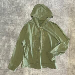 Y2k Onque Casuals Embellished Zip Up Hoodie